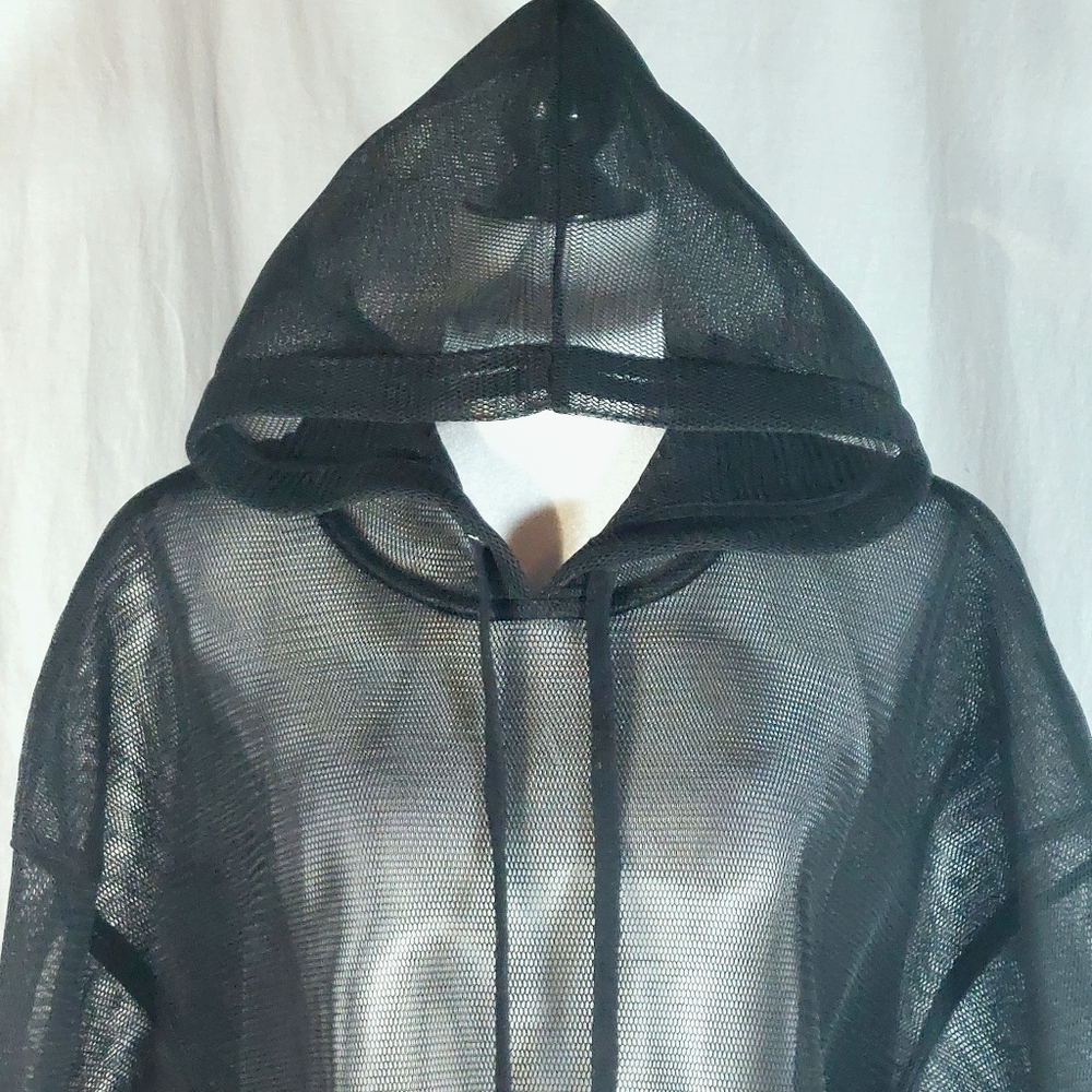 Divided x H&M black mesh oversize hoodie, L, NWOT